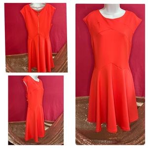 Sz 5 Ted Baker Coral Orange Fit & Flare Dress